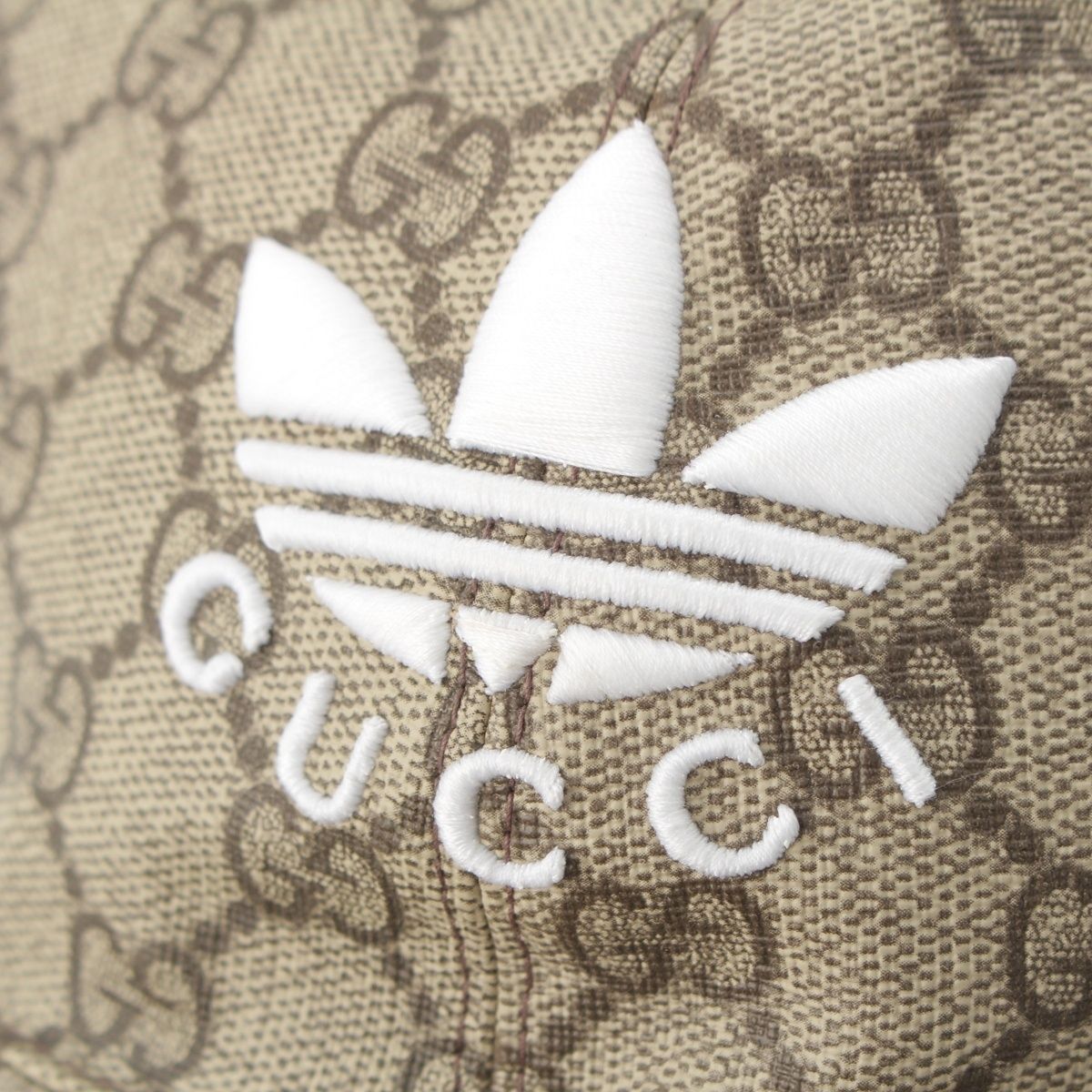 Gucci Adidas GG Supreme Double Visor Cap Hat Beige Blue XL — view 7