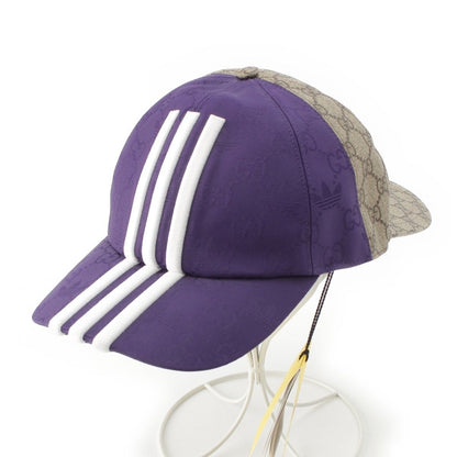 Gucci Adidas GG Supreme Double Visor Cap Hat Beige Blue XL — view 2