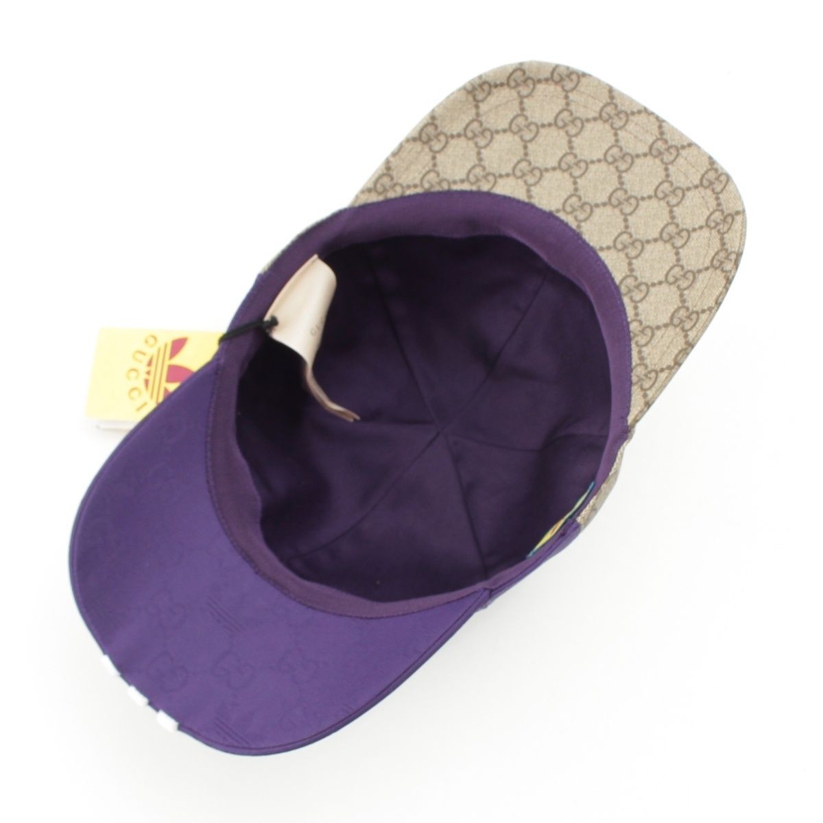 Gucci Adidas GG Supreme Double Visor Cap Hat Beige Blue XL — view 6