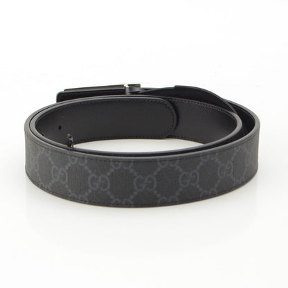 Gucci GG Supreme Canvas Leather Rectangle Buckle Reversible Belt Black — view 2