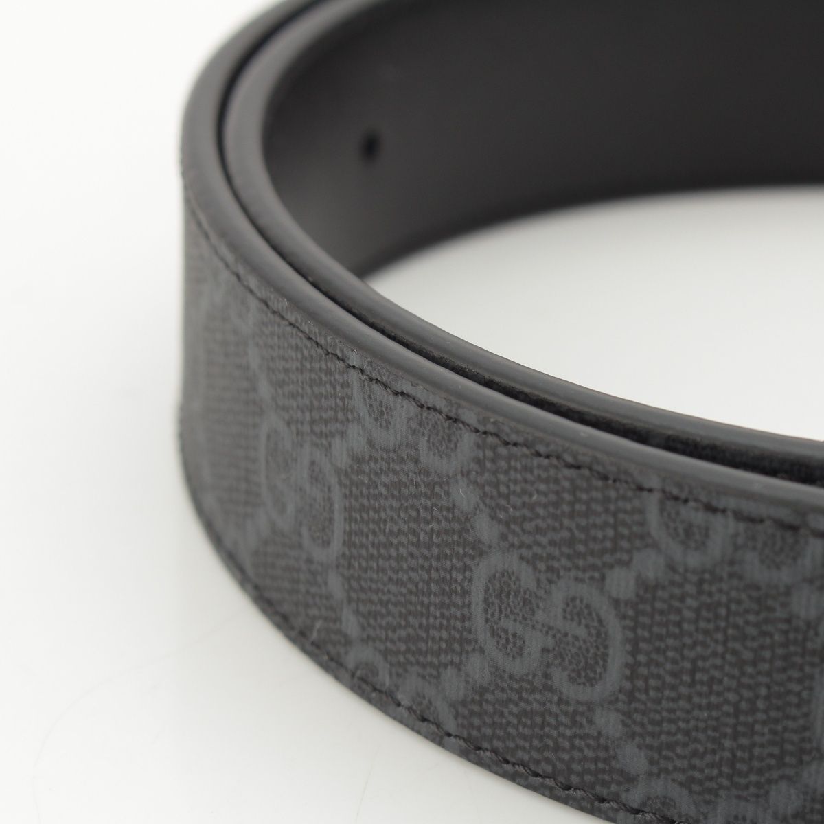 Gucci GG Supreme Canvas Leather Rectangle Buckle Reversible Belt Black — view 4