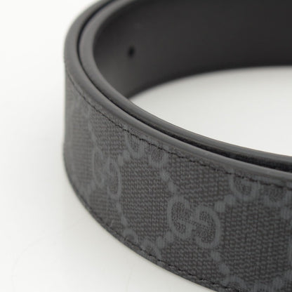 Gucci GG Supreme Canvas Leather Rectangle Buckle Reversible Belt Black — view 4