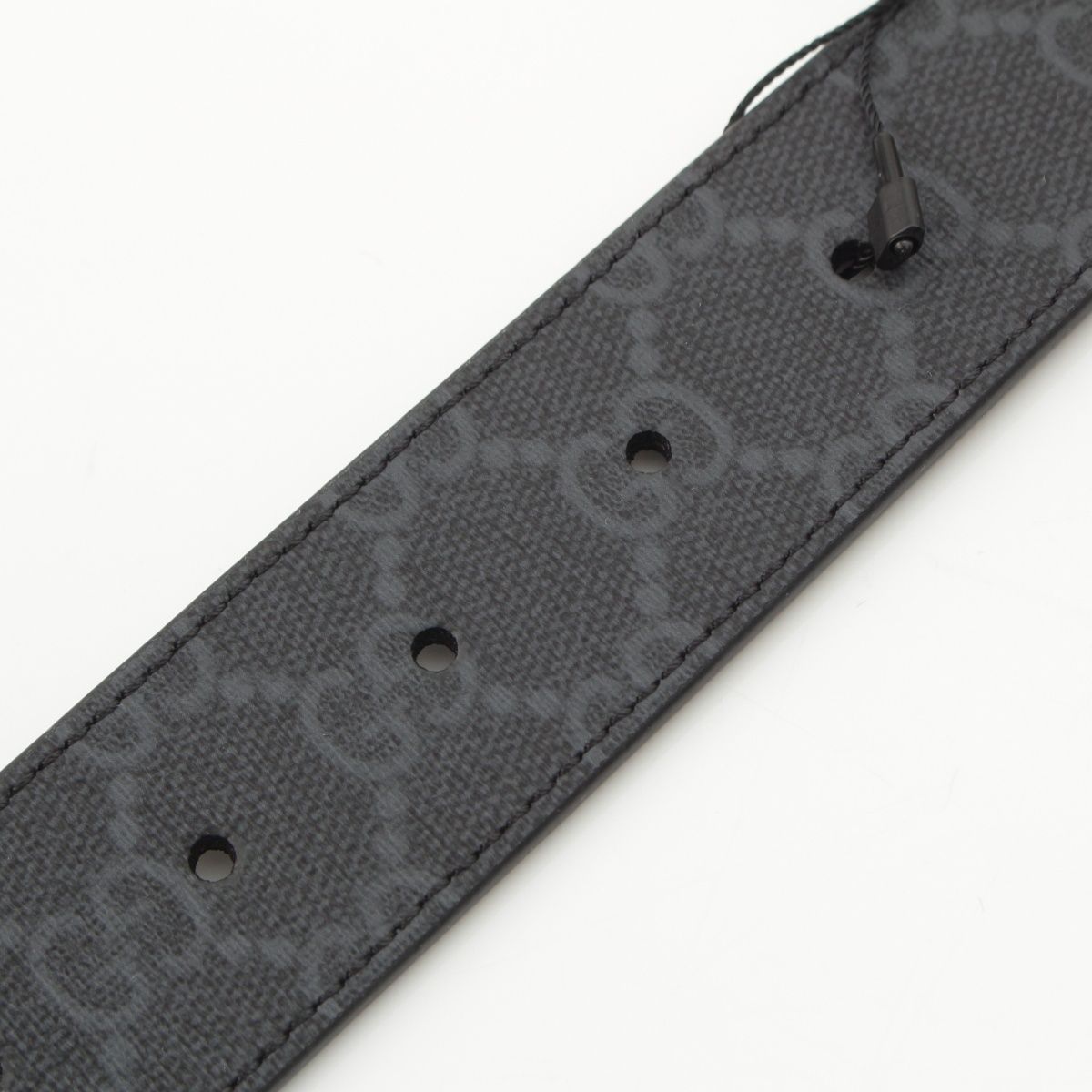Gucci GG Supreme Canvas Leather Rectangle Buckle Reversible Belt Black — view 7