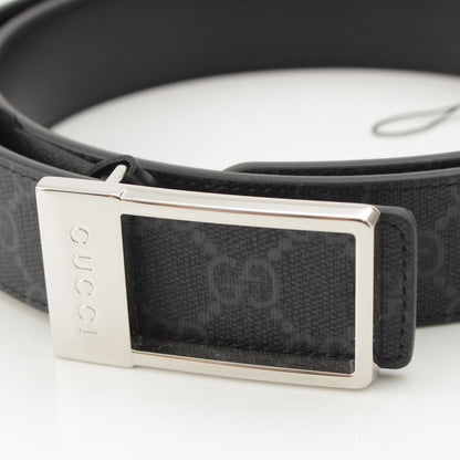 Gucci GG Supreme Canvas Leather Rectangle Buckle Reversible Belt Black — view 3
