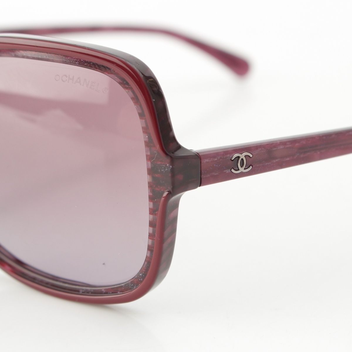 Chanel Cell Frame Full Rim Wellington Sunglasses Purple Bordeaux Eyewear — view 5