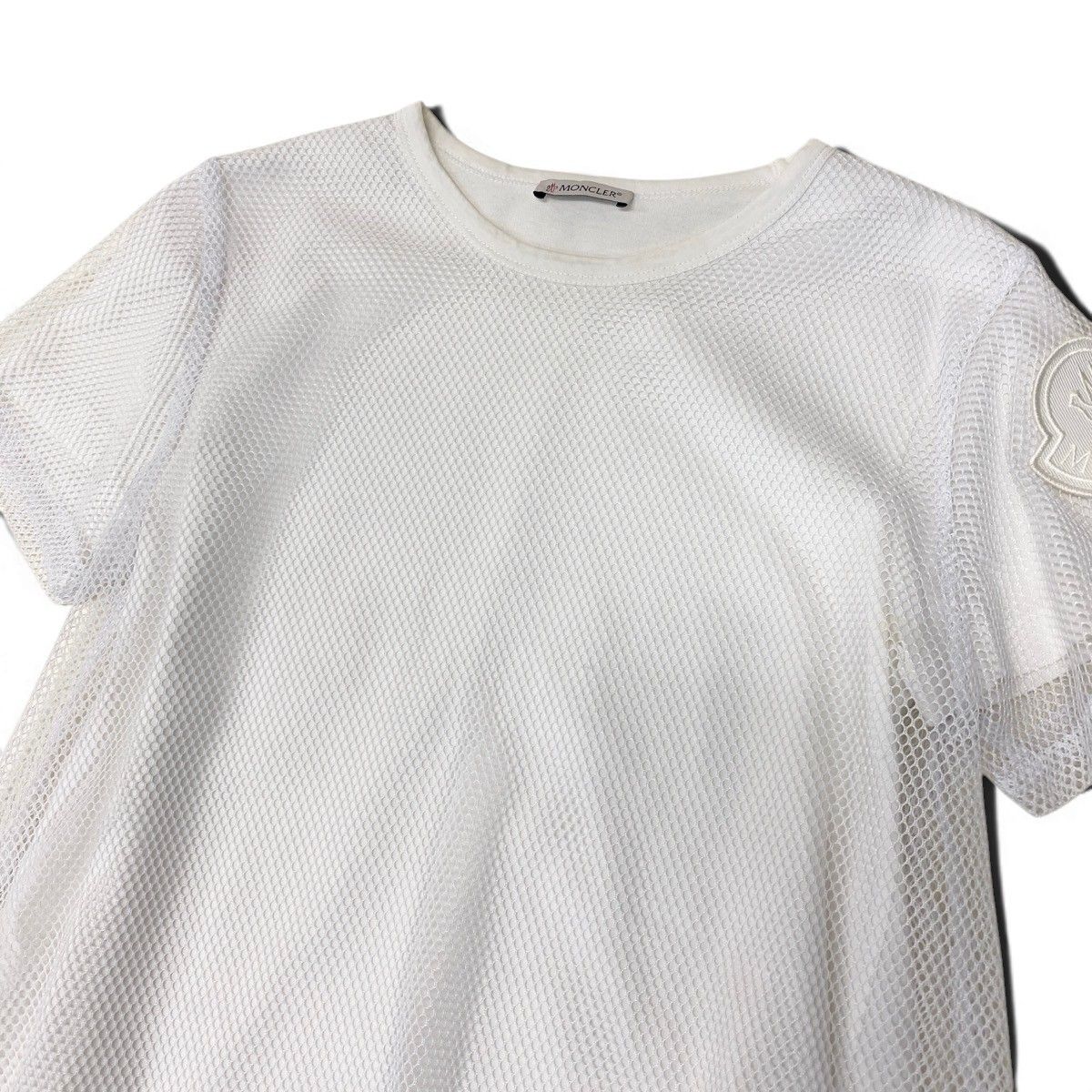Moncler Mesh T-Shirt Logo Patch Layered Top White Polyester XS — view 4