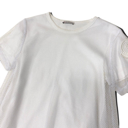 Moncler Mesh T-Shirt Logo Patch Layered Top White Polyester XS — view 4