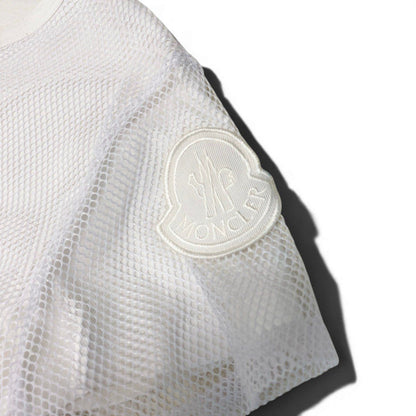 Moncler Mesh T-Shirt Logo Patch Layered Top White Polyester XS — view 6