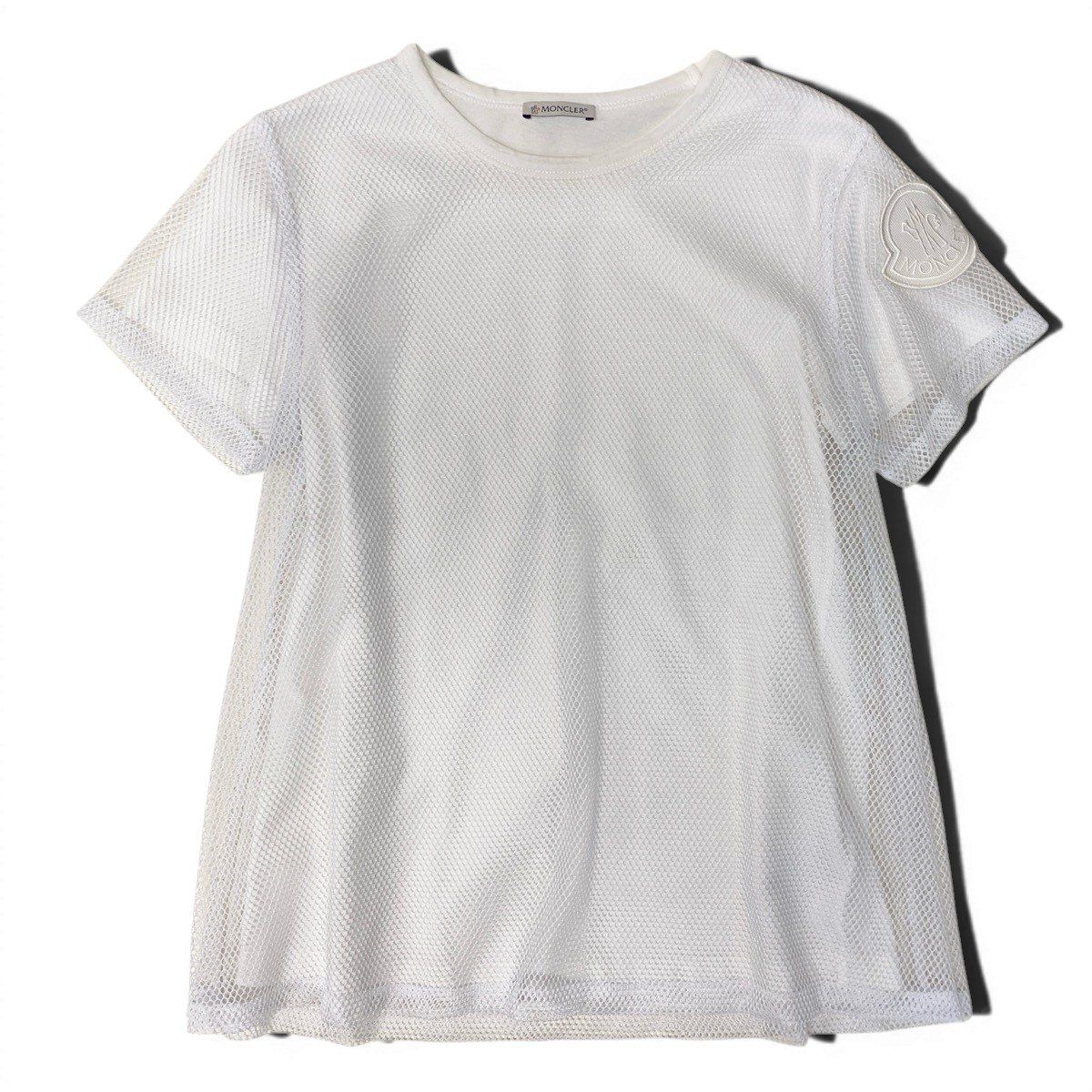 Moncler Mesh T-Shirt Logo Patch Layered Top White Polyester XS — view 2