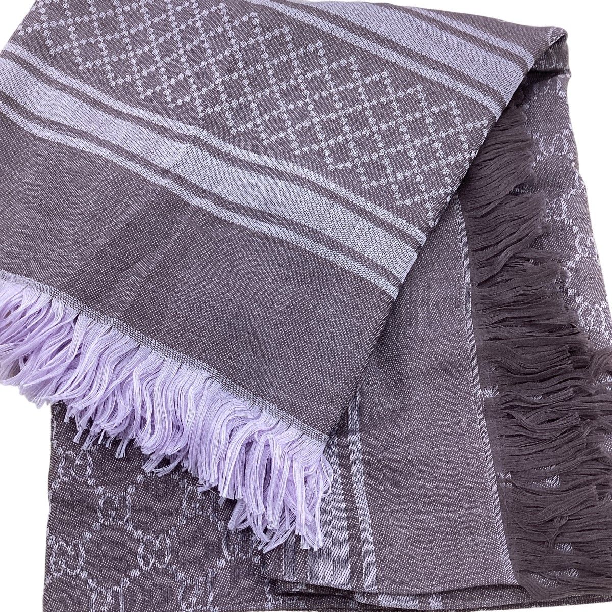 Gucci Shawl GG Pattern Purple Scarf — view 2