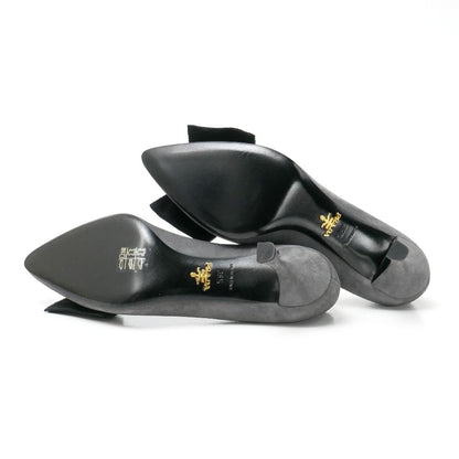 Prada Pumps Suede Ribbon Pointed Toe Heels — view 6