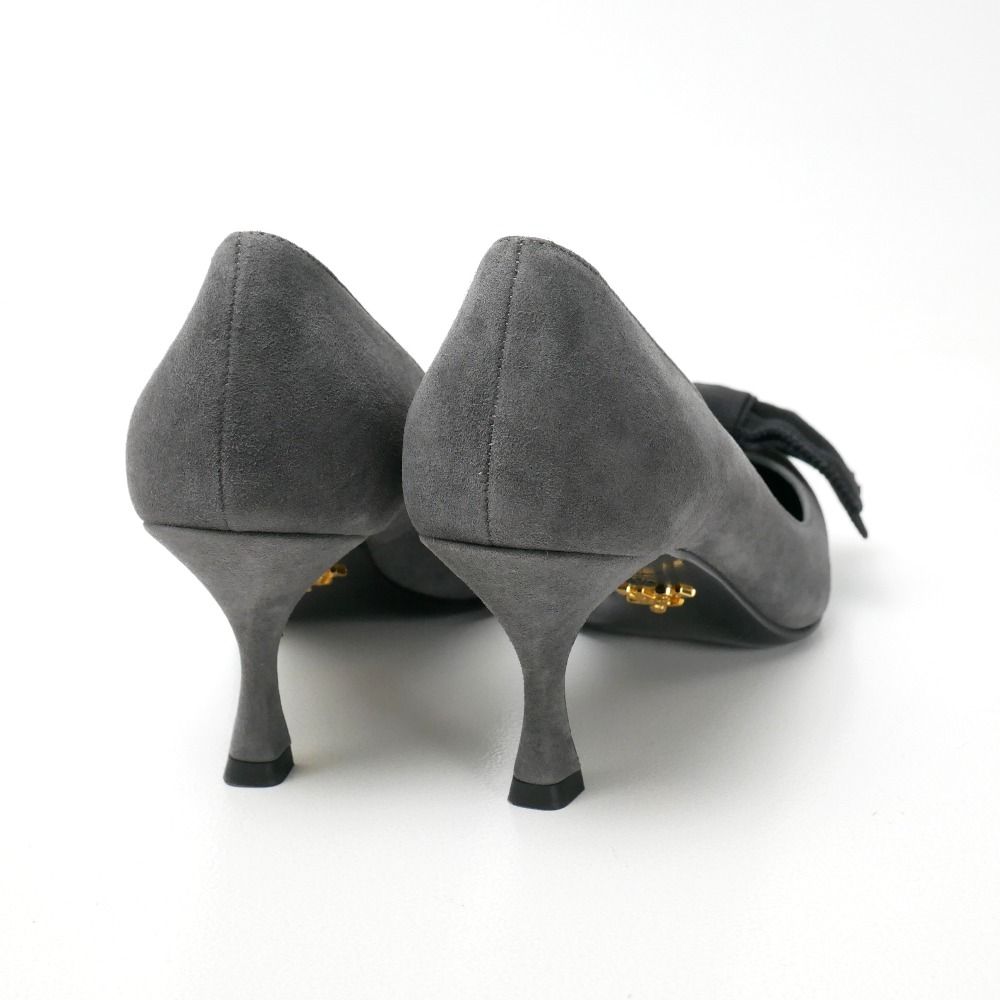 Prada Pumps Suede Ribbon Pointed Toe Heels — view 3