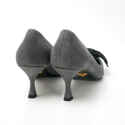 Prada Pumps Suede Ribbon Pointed Toe Heels — view 3