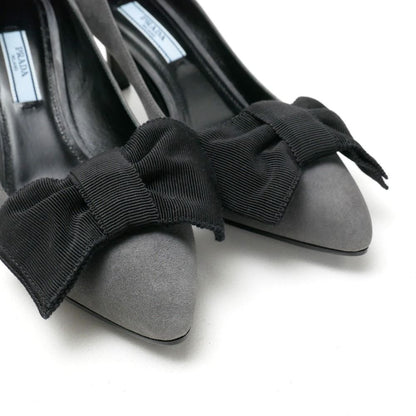 Prada Pumps Suede Ribbon Pointed Toe Heels — view 4