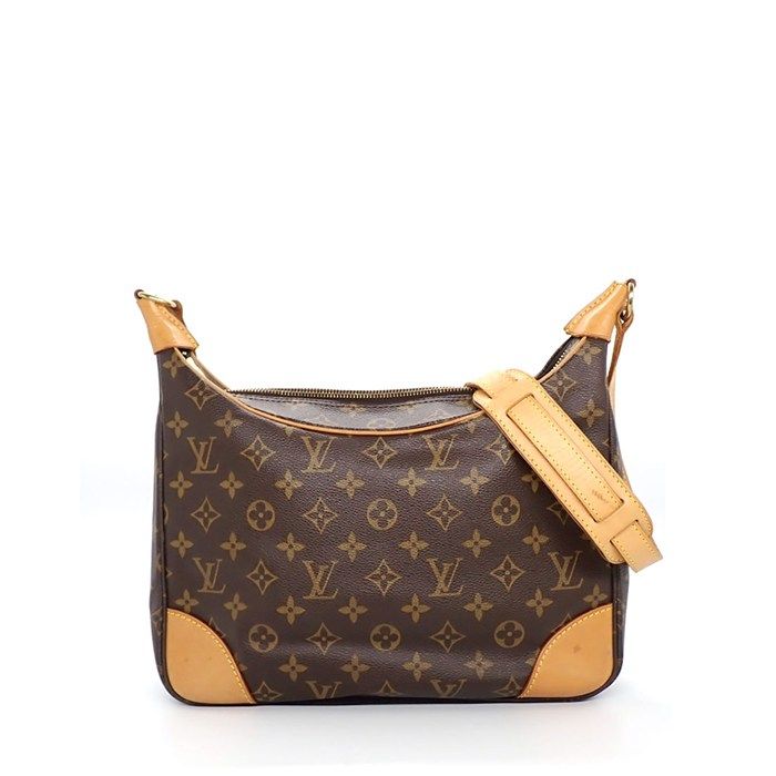 Louis Vuitton Shoulder Bag Boulogne Brown Monogram Canvas Vachetta Leather Gold