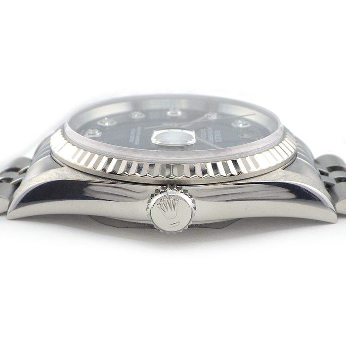 Rolex Watch Datejust Diamond Index Sunray Blue Dial Date 18k White Gold SS — view 2