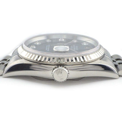 Rolex Watch Datejust Diamond Index Sunray Blue Dial Date 18k White Gold SS — view 2