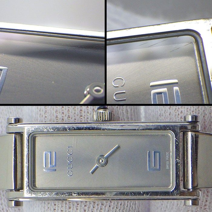 Gucci Watch Bracelet Horsebit Rectangular Sunray Gray Dial SS Quartz Analog — view 6