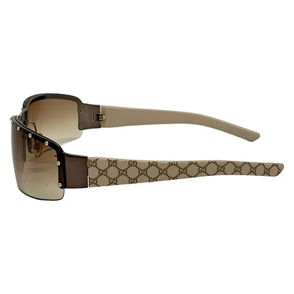 Gucci Sunglasses Dark Brown Gray Beige GG Pattern Studs Eyewear — view 2