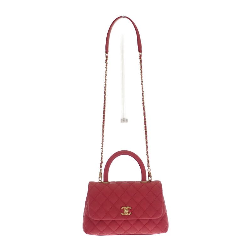 Chanel Coco Handle XS Shoulder Bag Caviar Leather Red Gold — view 7