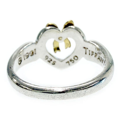 Tiffany & Co Silver Gold Heart Ribbon Ring — view 5