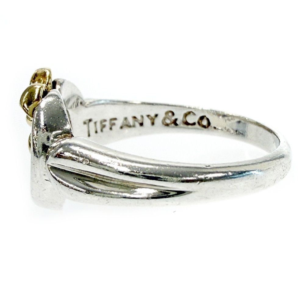 Tiffany & Co Silver Gold Heart Ribbon Ring — view 4