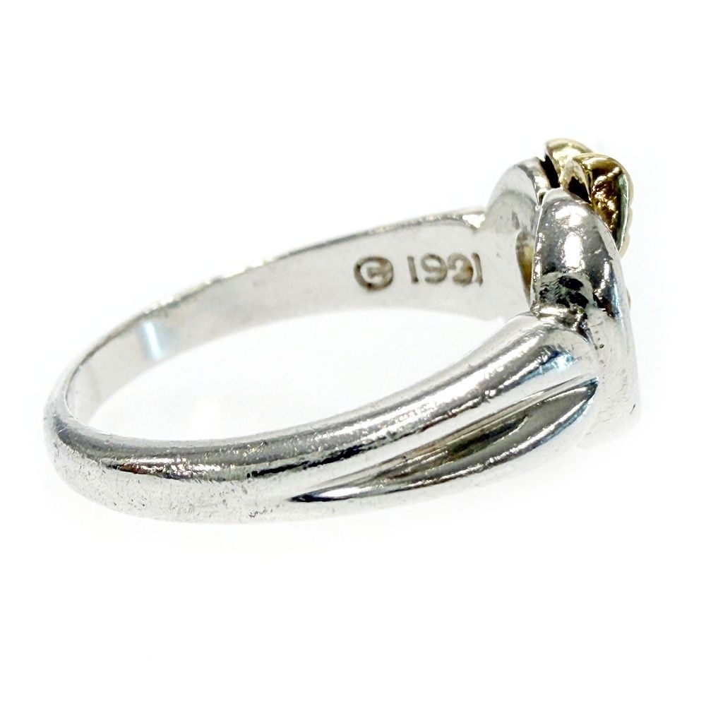 Tiffany & Co Silver Gold Heart Ribbon Ring — view 6