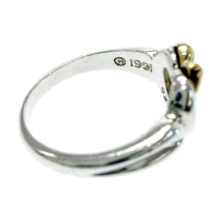 Tiffany & Co Silver Gold Heart Ribbon Ring — view 7