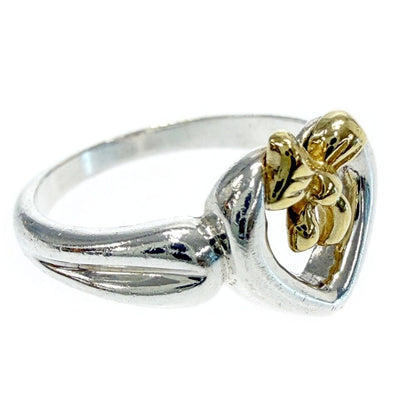 Tiffany & Co Silver Gold Heart Ribbon Ring — view 3