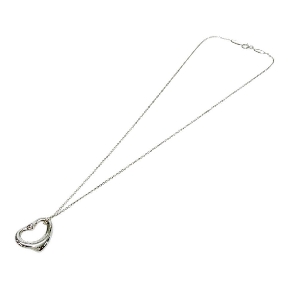 Tiffany & Co Silver Diamond Elsa Peretti Open Heart Necklace — view 4