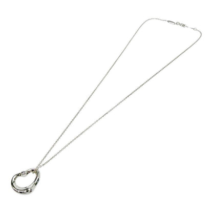 Tiffany & Co Silver Diamond Elsa Peretti Open Heart Necklace — view 3