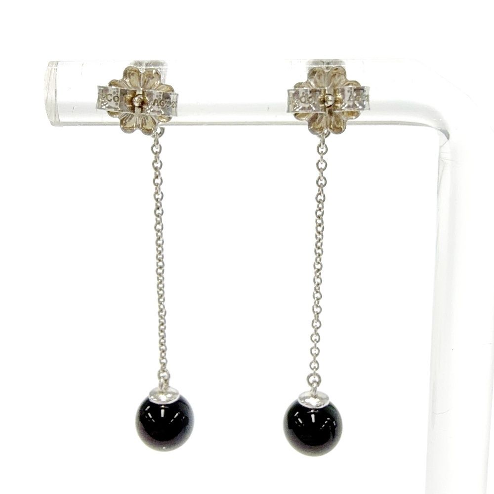 Tiffany & Co Silver Onyx Chain Earrings — view 4