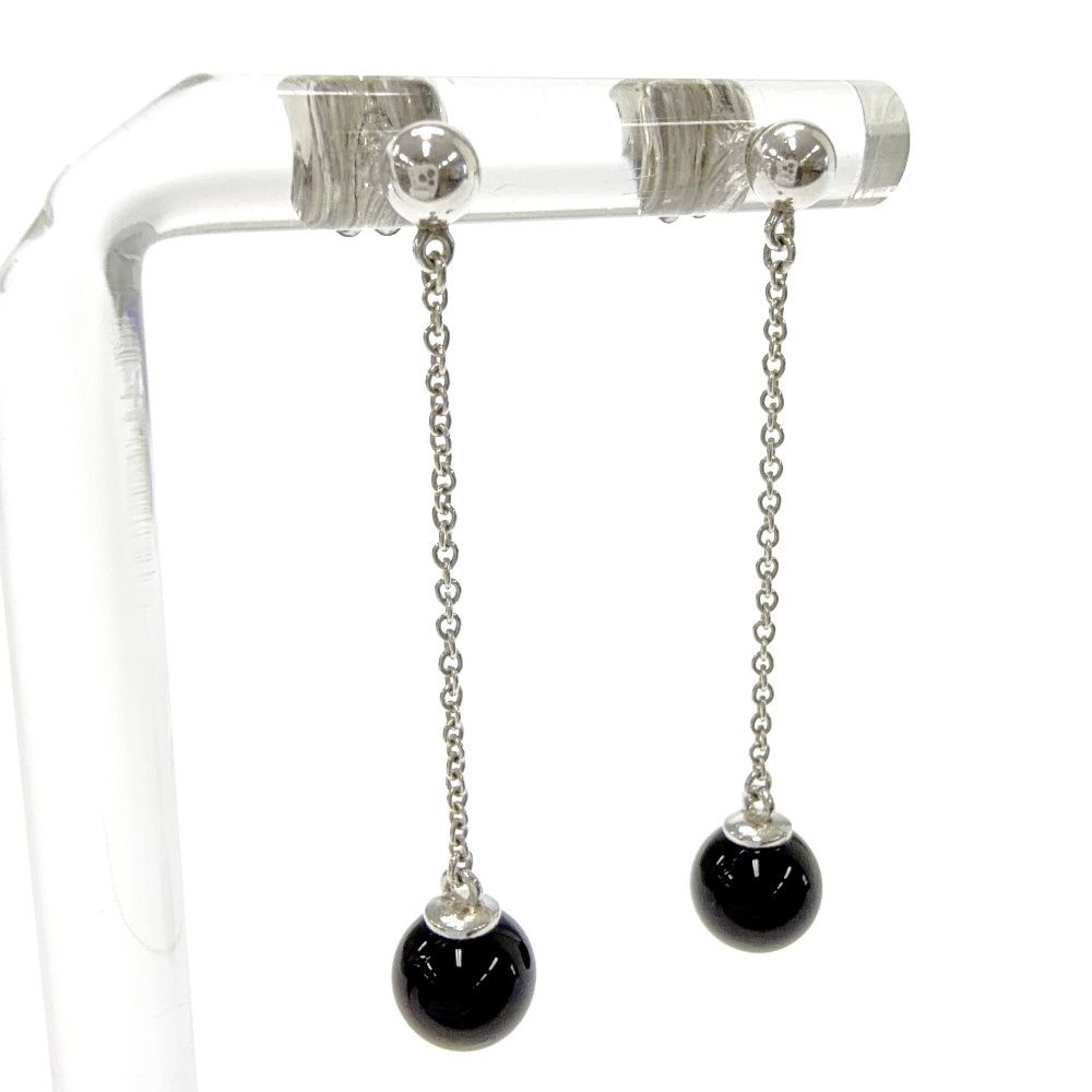 Tiffany & Co Silver Onyx Chain Earrings — view 3