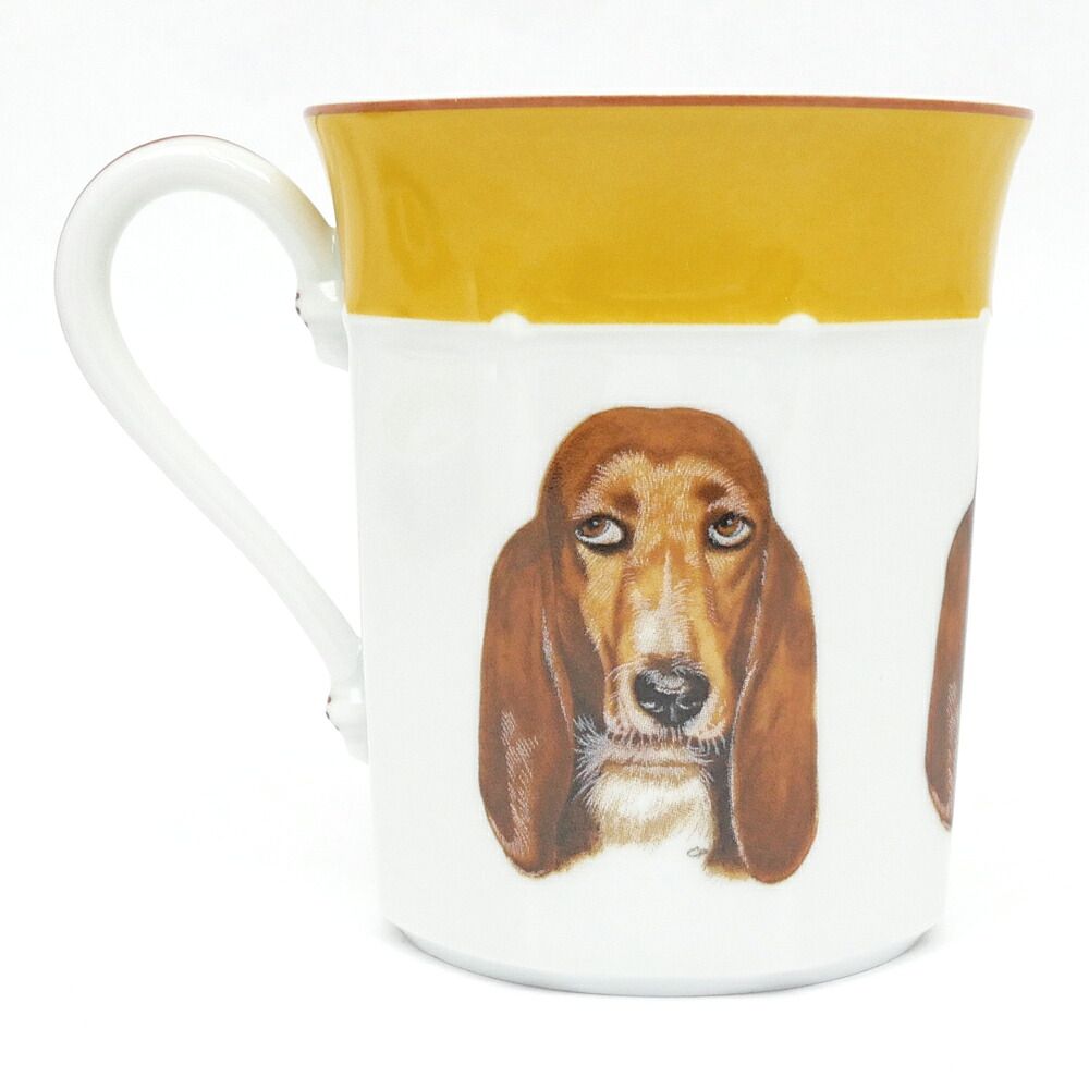 Hermes Tea Cup & Saucer Bazett Hound Chasse Yellow Coffee C&s Ceramics Dog — view 3