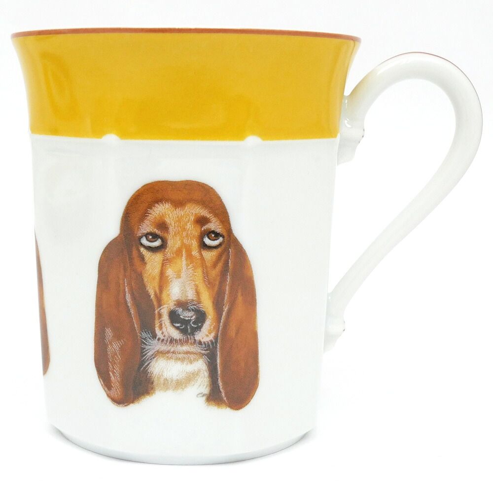 Hermes Tea Cup & Saucer Bazett Hound Chasse Yellow Coffee C&s Ceramics Dog — view 2
