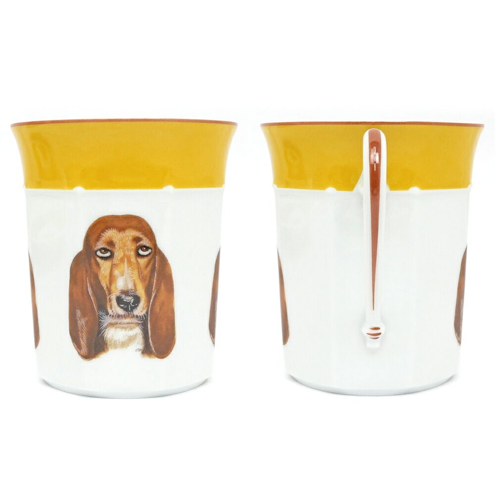 Hermes Tea Cup & Saucer Bazett Hound Chasse Yellow Coffee C&s Ceramics Dog — view 4