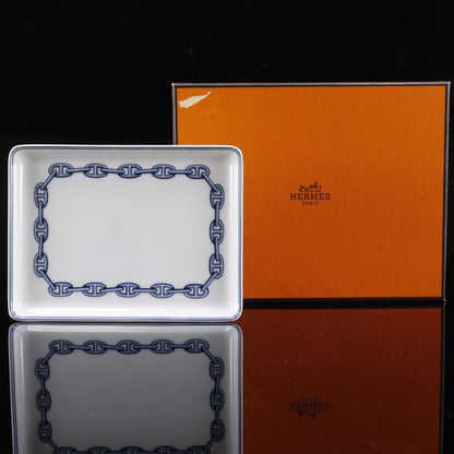 Hermes Chaine D'ancre Square Plate Ceramic White Tableware