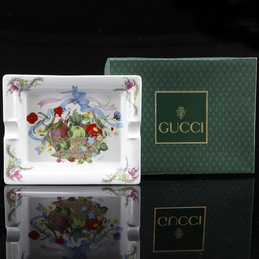Gucci Square Ash Tray Fruit Basket Vintage Ceramic White Tableware