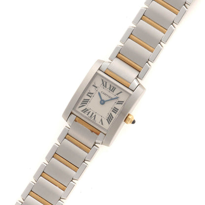 Cartier Tank Francaise SM Ivory 18k Yellow Gold Stainless Steel Quartz Watch — view 2