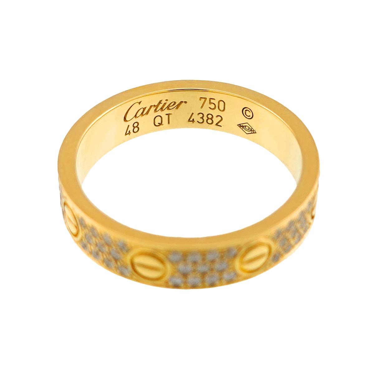 Cartier Love Small SM 48 Ring Pave Diamond 18k Yellow Gold 750 — view 3