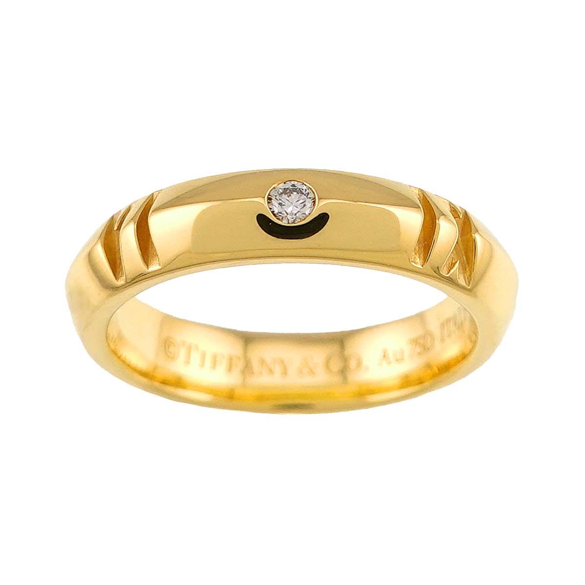 Tiffany & Co Atlas Closed Narrow Ring Diamond 18k Yellow Gold 750 — view 2