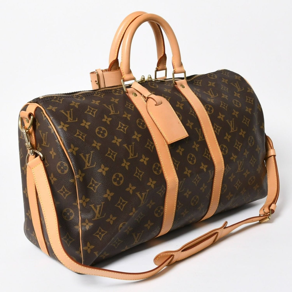 Louis Vuitton Boston Bag Keepall Bandouliere 45 Monogram Brown Gold — view 3