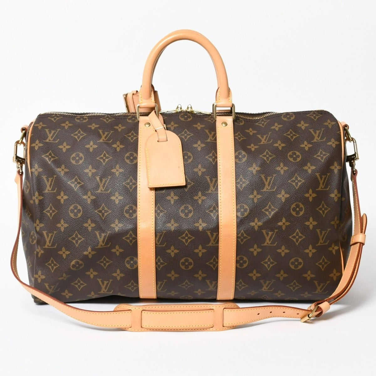 Louis Vuitton Boston Bag Keepall Bandouliere 45 Monogram Brown Gold