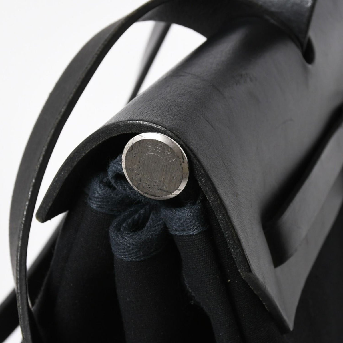 Hermes Herbag MM 2-Way Shoulder Bag Toile Calfskin Black Silver — view 5