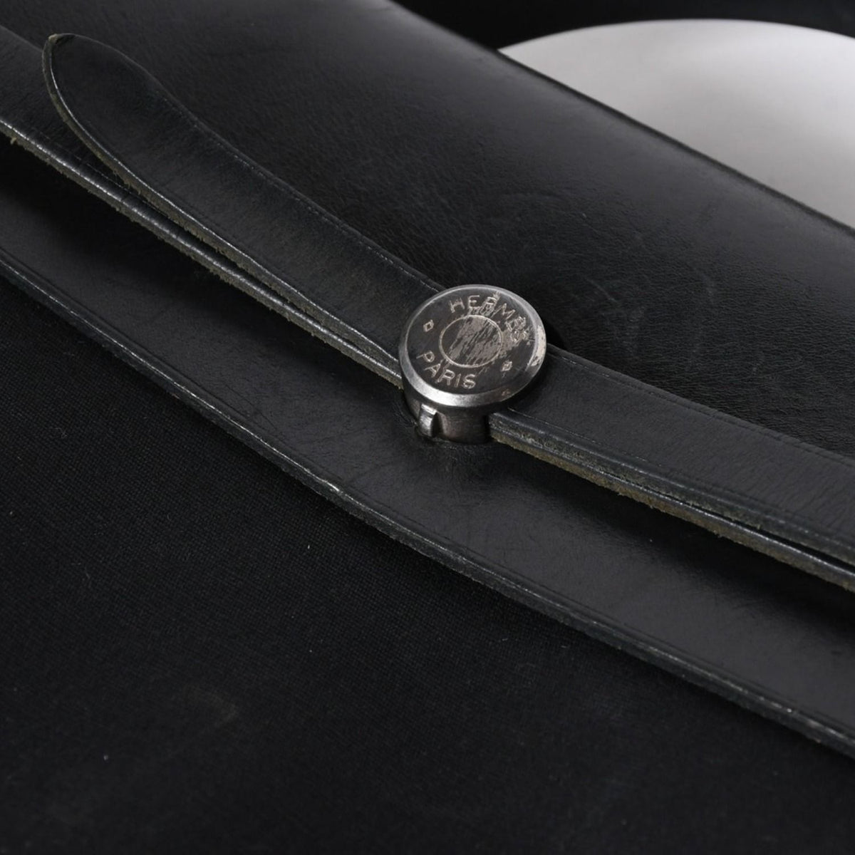 Hermes Herbag MM 2-Way Shoulder Bag Toile Calfskin Black Silver — view 8