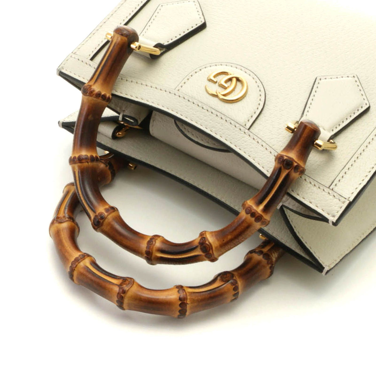 Gucci Double G Diana Small Tote White Leather Handbag — view 4
