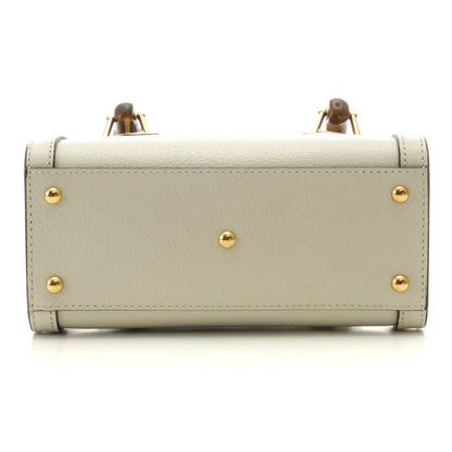Gucci Double G Diana Small Tote White Leather Handbag — view 3