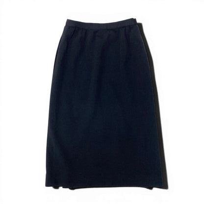 Chanel Wrap Skirt CC Logo Gold Button Black Wool 36 — view 3