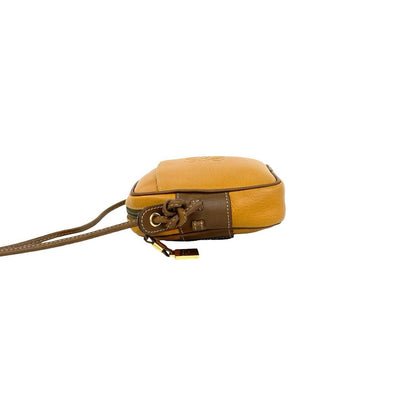 Loewe Vintage Anagram Logo Stamp Leather Mini Shoulder Bag Pochette Brown Camel — view 5