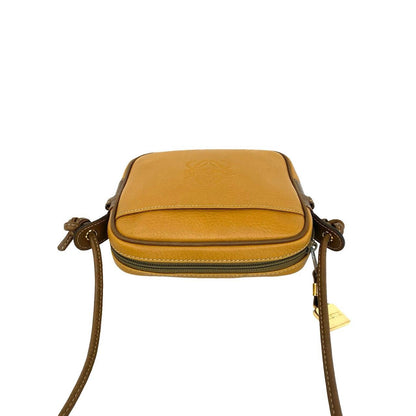 Loewe Vintage Anagram Logo Stamp Leather Mini Shoulder Bag Pochette Brown Camel — view 4